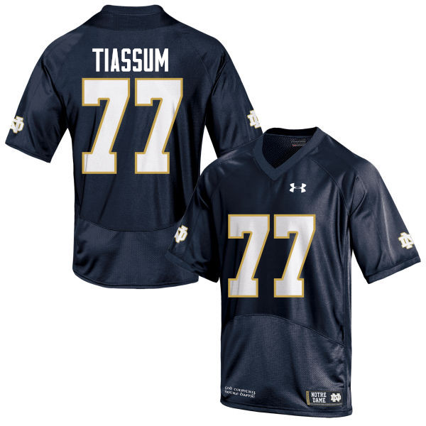 Men's NCAA Notre Dame Fighting Irish #77 Brandon Tiassum Stitched College Under Armour Authentic Navy Blue Football Jersey HE10E17QC